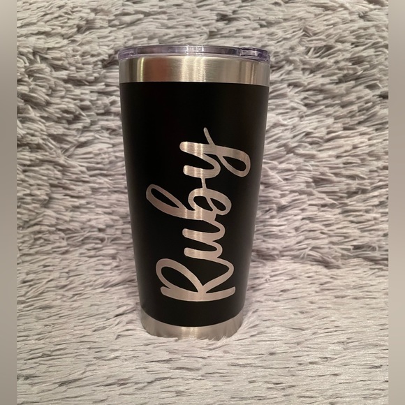 Personalized etched 20 oz. stainless steel tumbler with lid - Picture 3 of 4
